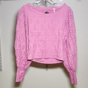 Free People | Pink Lace Blouse | S